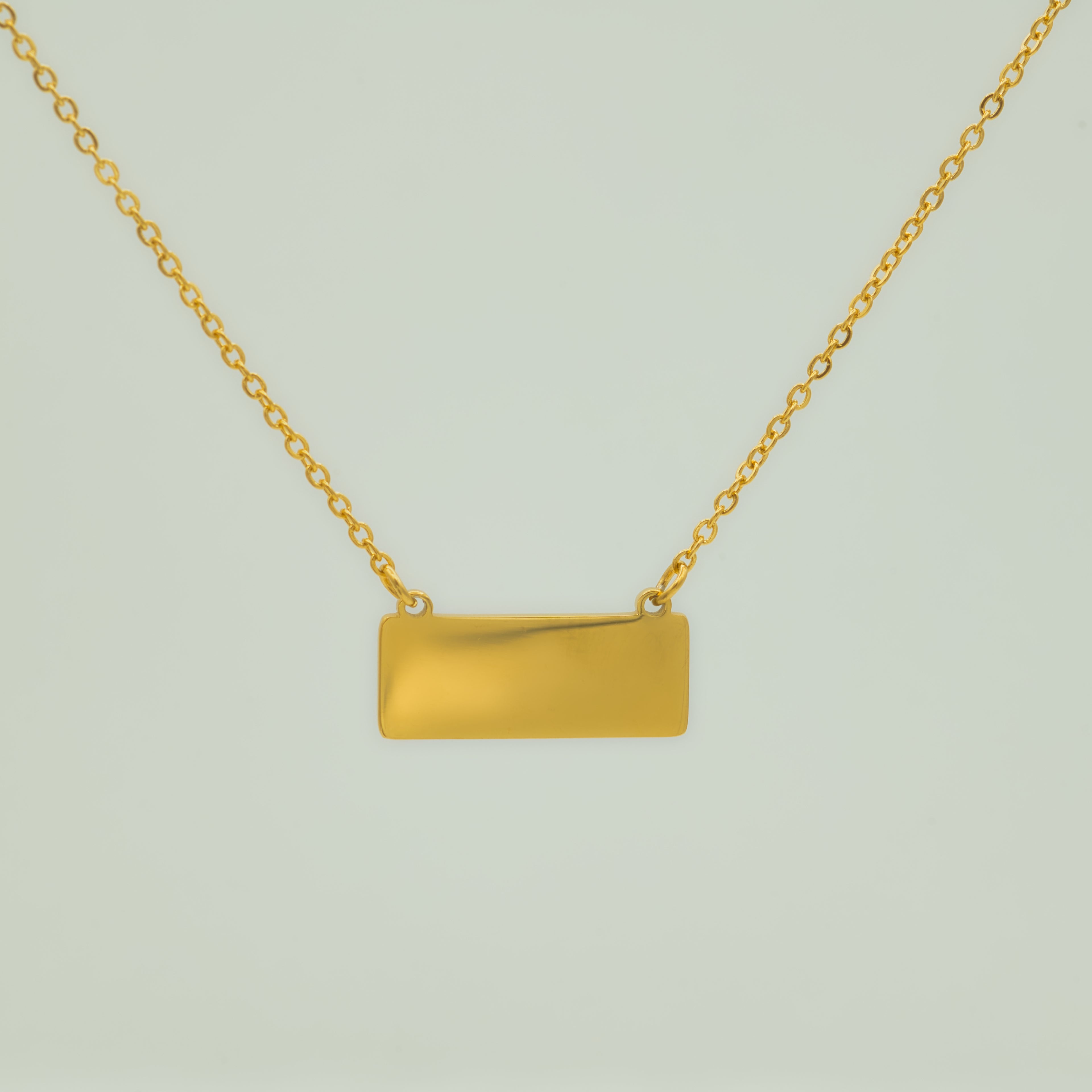 Halsband i förgyllt stål med rektangulär bricka